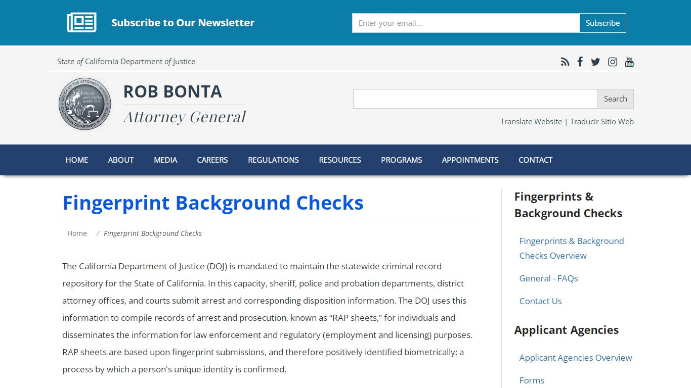 Fingerprint Background Checks | State of California - Department of ...